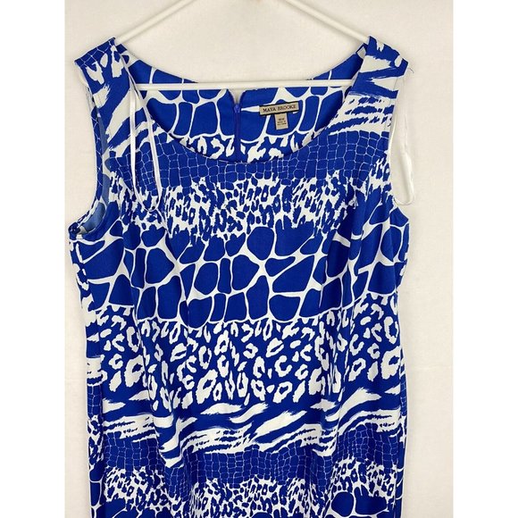 Maya Brooke Blue Dress Animal Pattern Blue Tank Sz. 16W - Picture 3 of 11